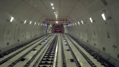 Image of Alpaca Export: Boeing 747 cargo hold before loading alpacas for a November 2012 shipment Alpaca Export Image