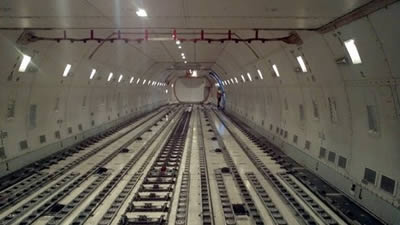 Image of Alpaca Export: Boeing 747 cargo hold before loading alpacas for a November 2012 shipment Alpaca Export Image